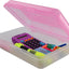 Enday Pencil Box Blue, Plastic Small Dots Pencil Case, School Storage Utility Supplies Box Organizer with Snap Closure for Kids and Adults Also Available in Pink, Grey, Purple, Red, Green, 1 PK