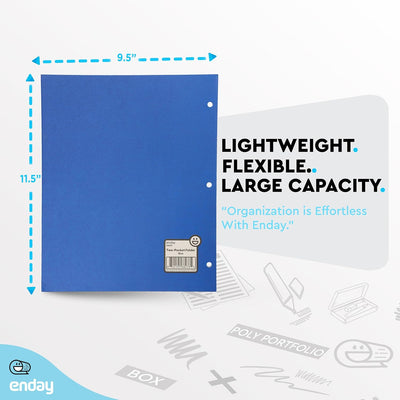 Paper Folders with Pockets (100 Pack) Assorted Colors - Letter Size Two Pocket Folder, Premium Quality Bulk - Purple, Blue, Green, Red, Yellow, Orange & Black, by Enday