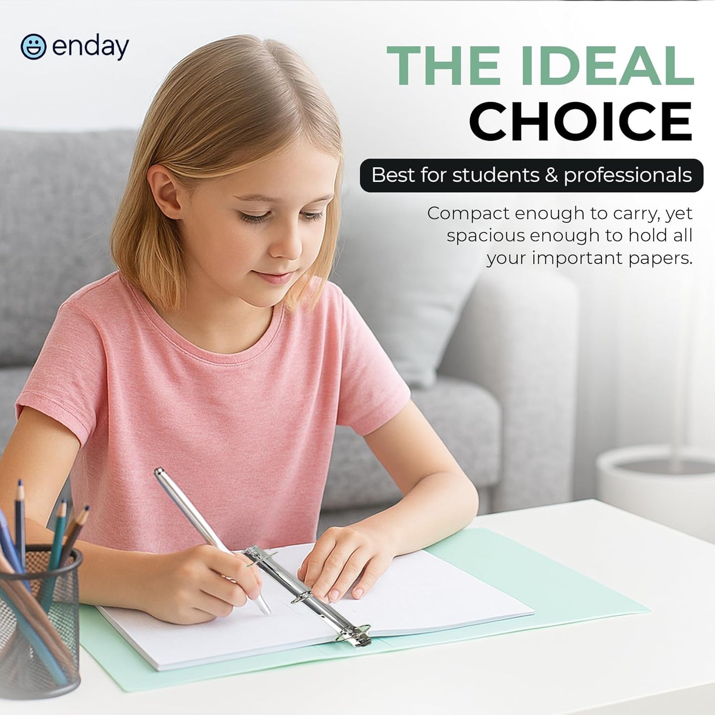 Enday 3 Ring Binder 1.5 inch (4 Pack) Pastel Flexible Binders Round Ring with Pocket, Holds 280 Sheets, for Home and School Supplies in Blue, Purple, Pink and Green – by Enday