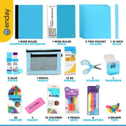 Enday Back to School Supplies for Kids, Blue School Supply Box Grades K-5, 78 Piece Set