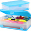 Enday Pencil Box Blue, Large Capacity Plastic Double Deck Box with 12 Compartments, Plastic Pencil Box with Snap-Tight Lid, Hard Pencil Case Storage Organizer Pencil Boxes