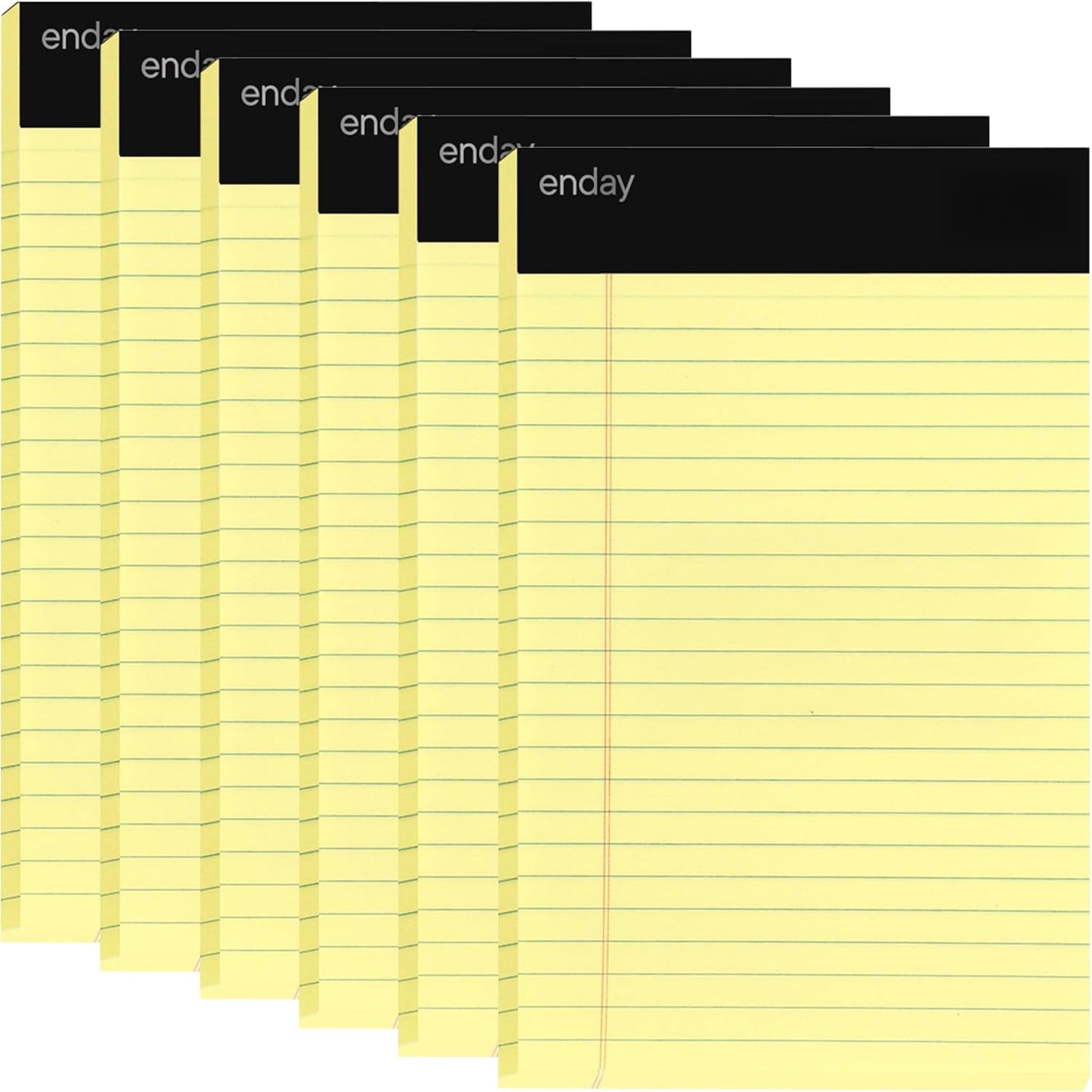 Emraw Jr. Legal pad, legal/wide Ruled Writing Pad. Perforated Edge. 5" X 8" Canary Yellow, Universal, Junior Size 50 sheets per Pad (Pack of 6)