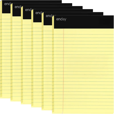 Emraw Jr. Legal pad, legal/wide Ruled Writing Pad. Perforated Edge. 5" X 8" Canary Yellow, Universal, Junior Size 50 sheets per Pad (Pack of 6)