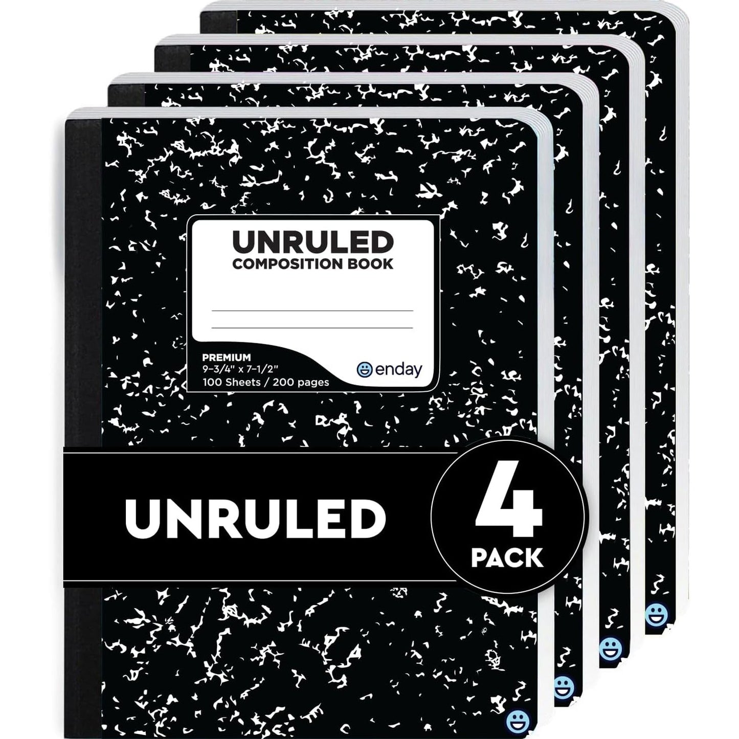 Emraw Black Marble Composition Book Unruled Paper 100 Sheet Office Dairy Drawing Note Books Journals Meeting Notebook Hard Covers Pack Of 4 Writing Book For school