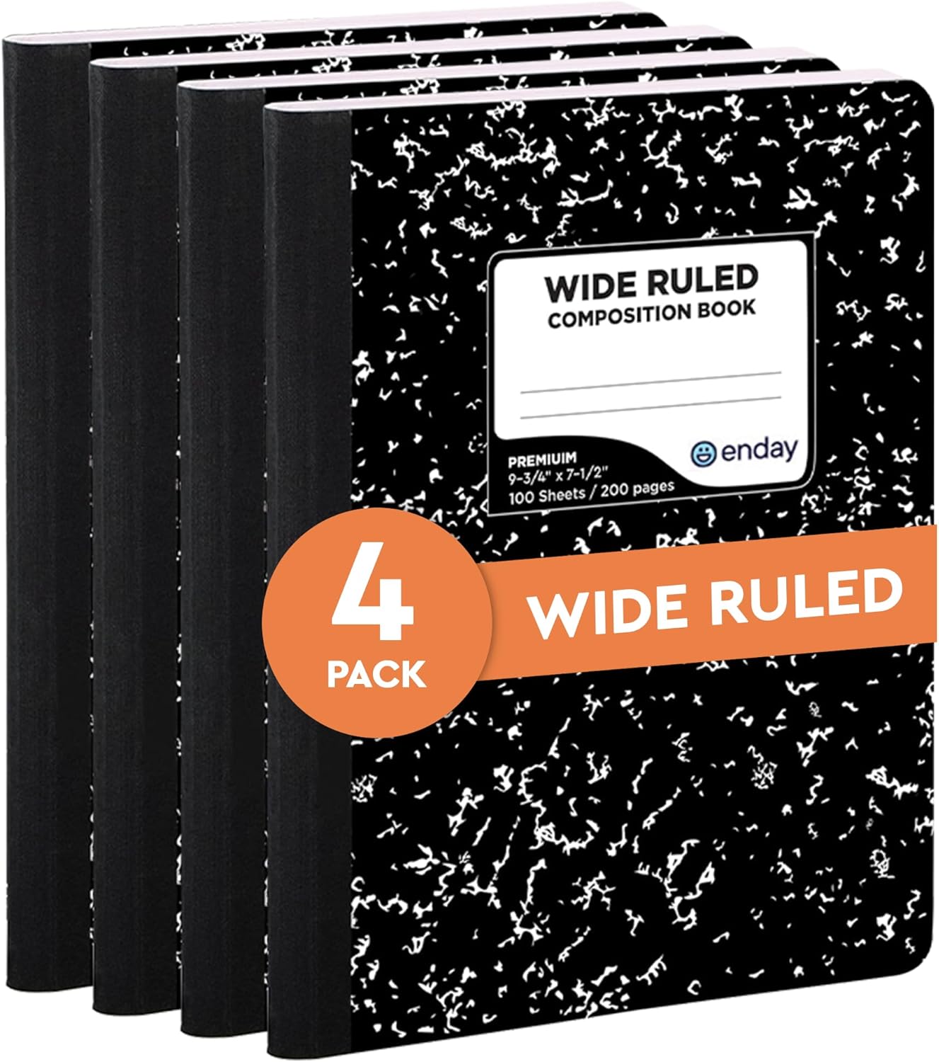 Emraw Composition Notebook College Ruled (2 Pack) Hard Cover Marble composition notebook, 100 Sheets, College ruled composition notebooks, White Paper Composition books, Black and white composition notebook