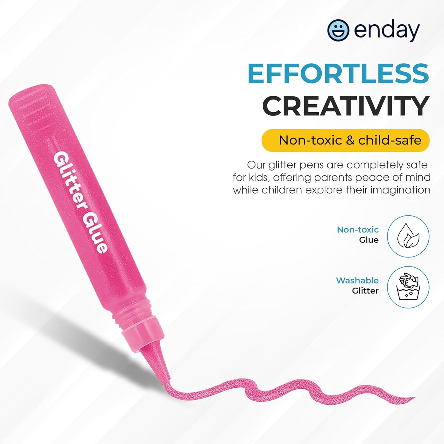 Glitter Glue Pens - 12 Pack Arts & Crafts Glitter Pen, Washable & Non-Toxic, Glitter Glue Pens for Christmas Stockings & Decorating Supplies, 10.5 ML - by Enday