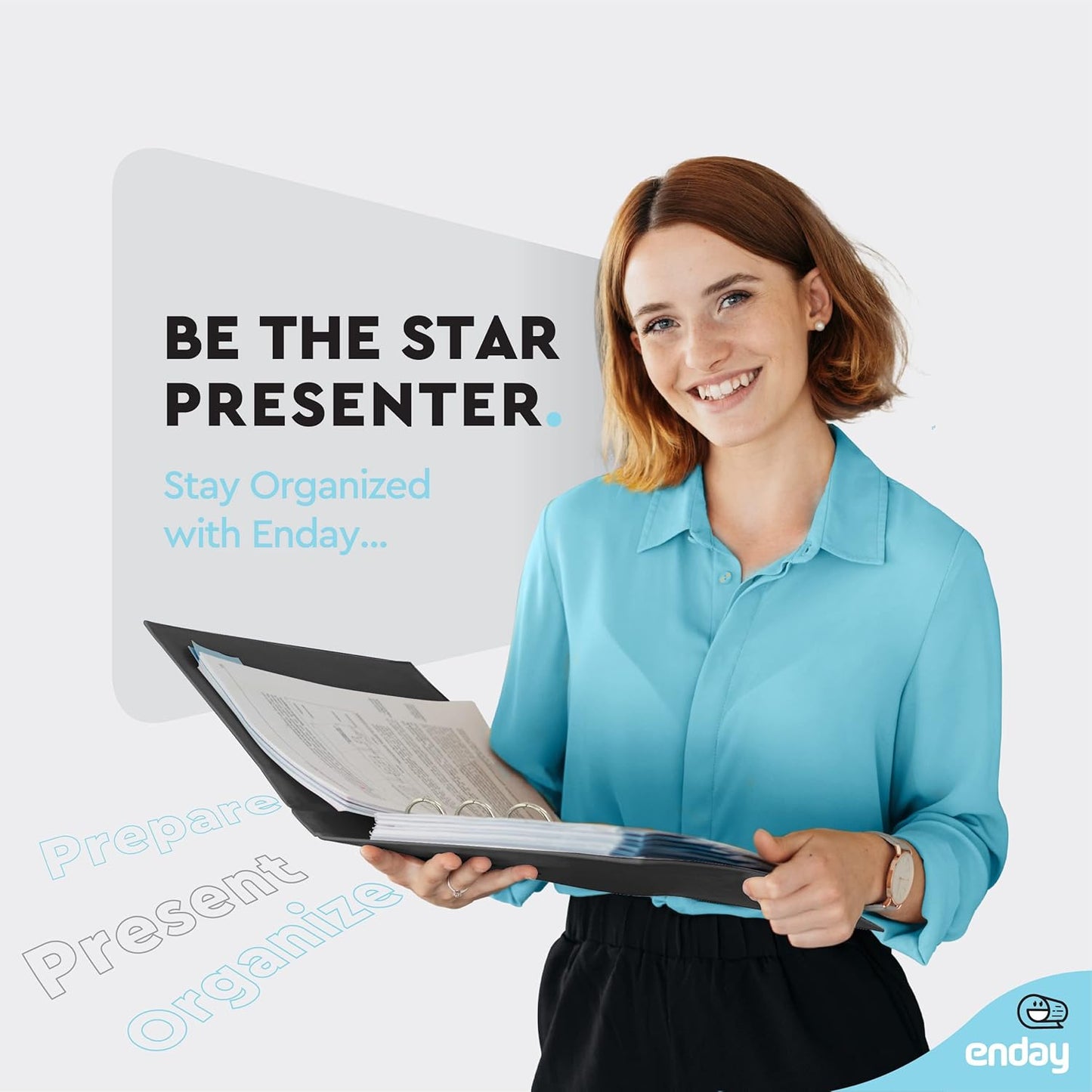 1 Inch 3 Ring Binder 1â€ Binder Black Clear View Cover with 2 Inside Pockets, Colored School Supplies Office and Home Binders â€“ by Enday