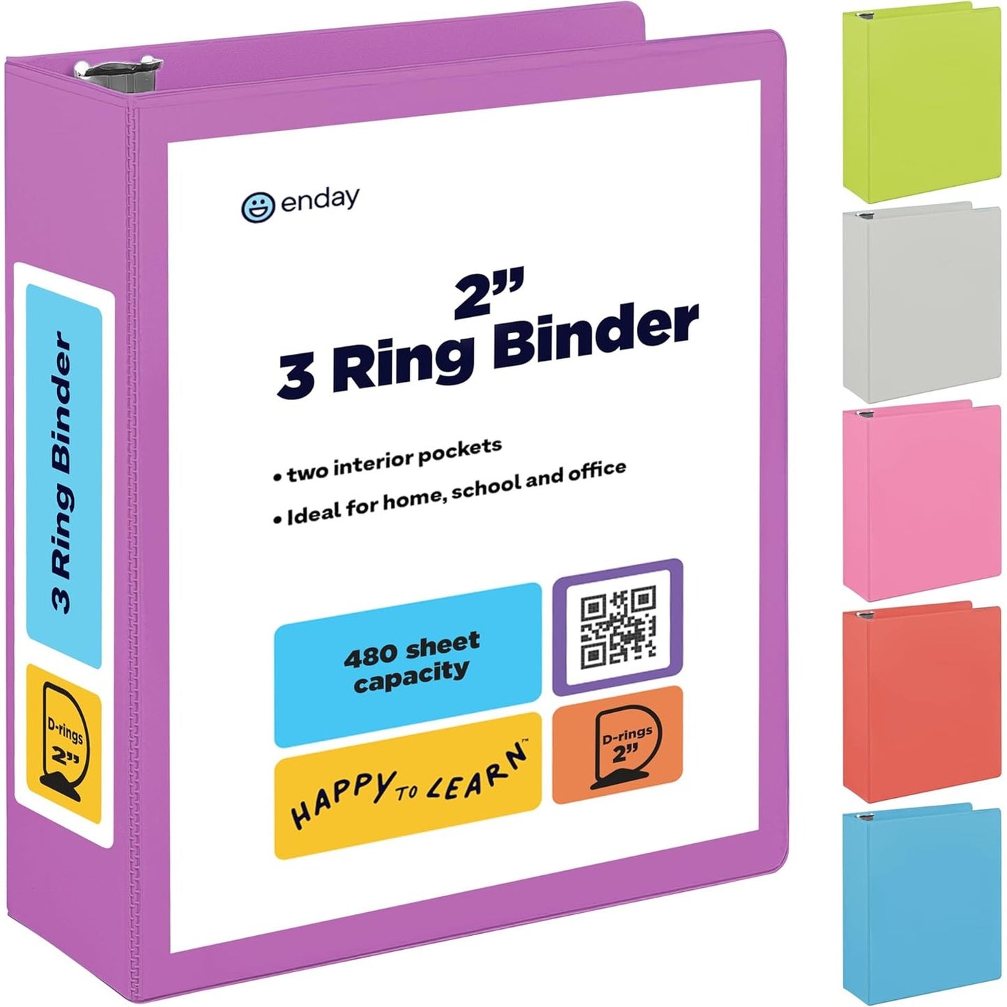 1 Inch 3 Ring Binder 1â€ Binder Black Clear View Cover with 2 Inside Pockets, Colored School Supplies Office and Home Binders â€“ by Enday