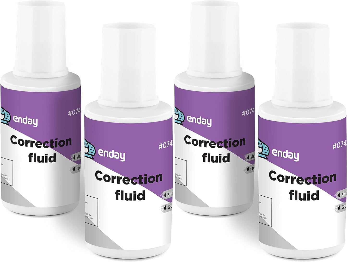 Enday Liquid Correction Fluid Pack of 4, White Fluid .7 fl. Oz. / 20 ml Multi-Purpose Smooth Corrector for school, Office, and Home – by Enday