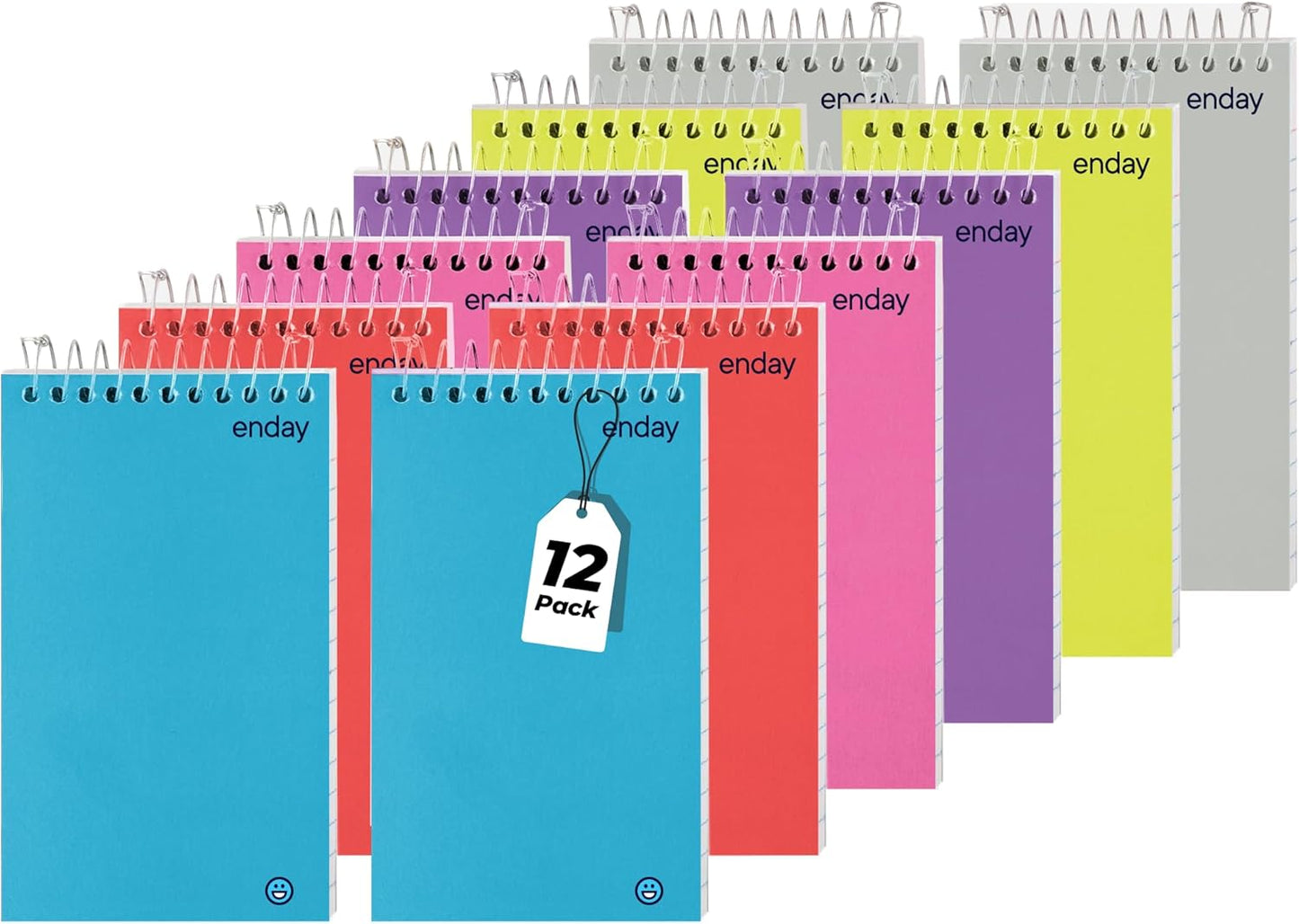 Enday Pocket Notebook, Small Notebooks 3 x 5 Top Bound Small Spiral Notebooks, Memo Pad for Home Office Accessories, 75 Sheets, Mini Notepad in Pink, Purple, Green, Blue, Red, Grey (6 Pack)