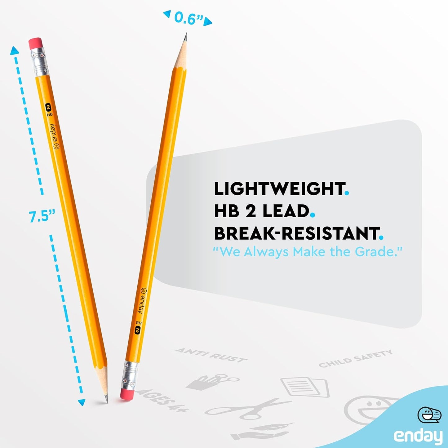 Enday #2 Pencils Bulk - 144 Pack - Pre-sharpened pencils #2 Wood-Cased Yellow Sharpened Pencils for Kids with Latex-Free Eraser Top for Office and Classroom Supplies.