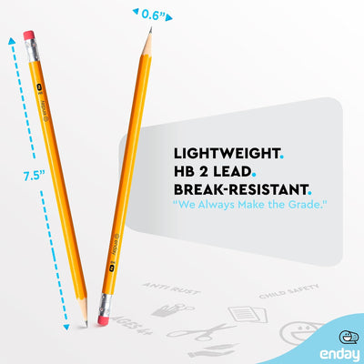 Enday #2 Pencils Bulk - 144 Pack - Pre-sharpened pencils #2 Wood-Cased Yellow Sharpened Pencils for Kids with Latex-Free Eraser Top for Office and Classroom Supplies.