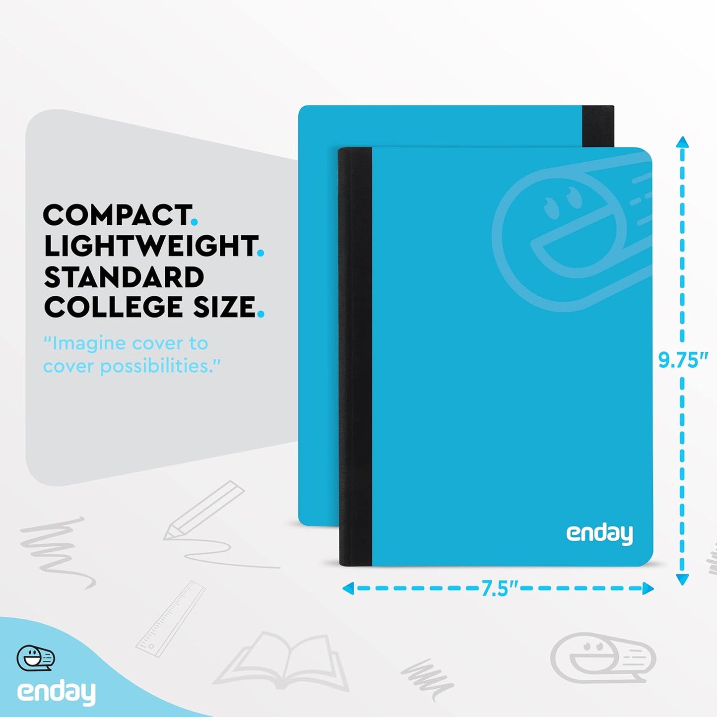 Enday Composition Notebooks College Ruled Paper, Hard Cover Composition Notebook, Premium Lined Composition Books, 100 Sheets Ruled Notebook, Blue and Purple (2 Pack)