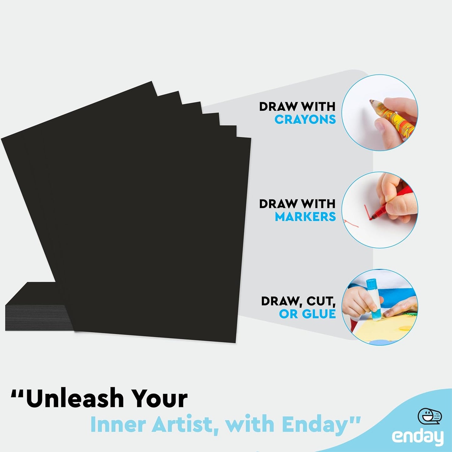 Emraw Poster Board Lightweight Craft Backing Boards for Presentations Office Sign Blank Painting Board Smooth Surface Poster Sheets for School Pack of 5 (Black)