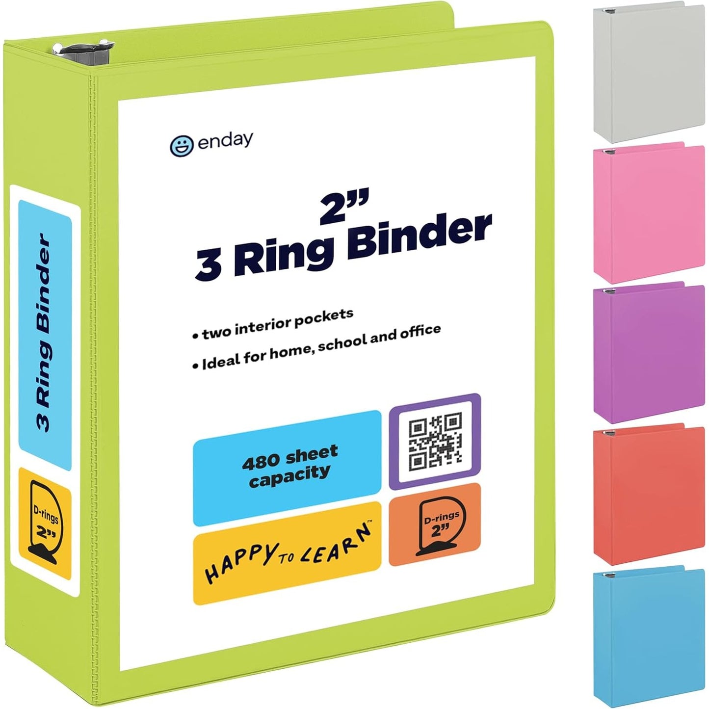 1 Inch 3 Ring Binder 1â€ Binder Black Clear View Cover with 2 Inside Pockets, Colored School Supplies Office and Home Binders â€“ by Enday