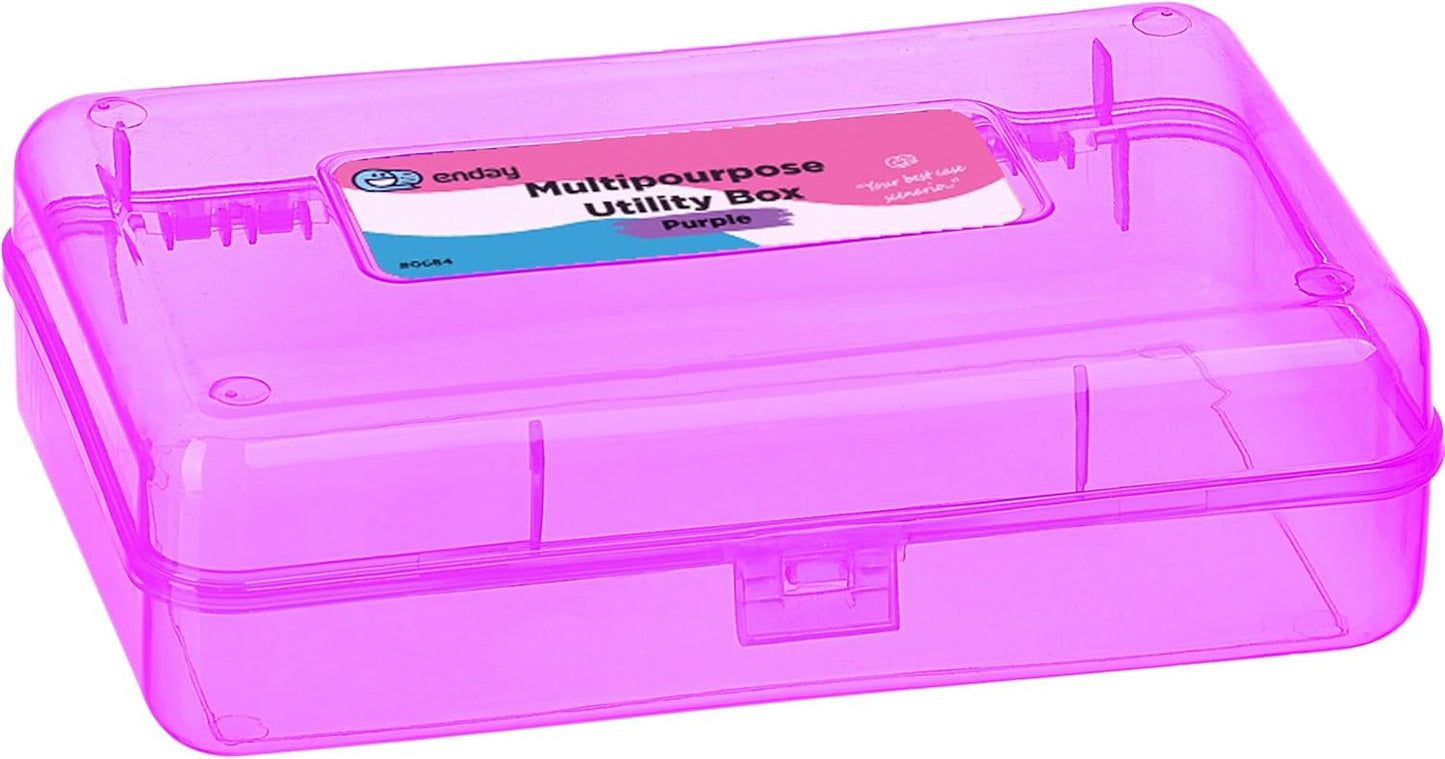 Enday Pencil Box Blue, Plastic Dots Pencil Case, Multipurpose Storage Utility Box Organizer with Snap Closure for Home and Office