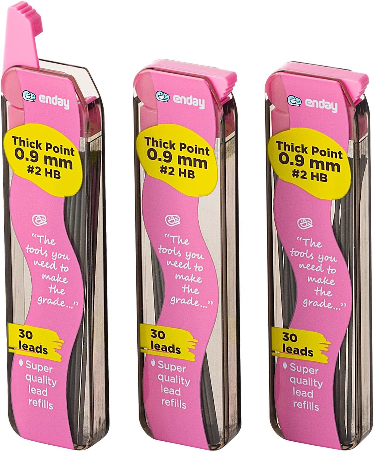 0.9 mm Lead Refill Black, Dark Anti Fading HB #2 Thick Lead Pencil Refill, Break Resistant Automatic Mechanical Pencils Refill, for School Office and Home, 30 Pieces Per Tube, Pack of 3 â€“ by Enday