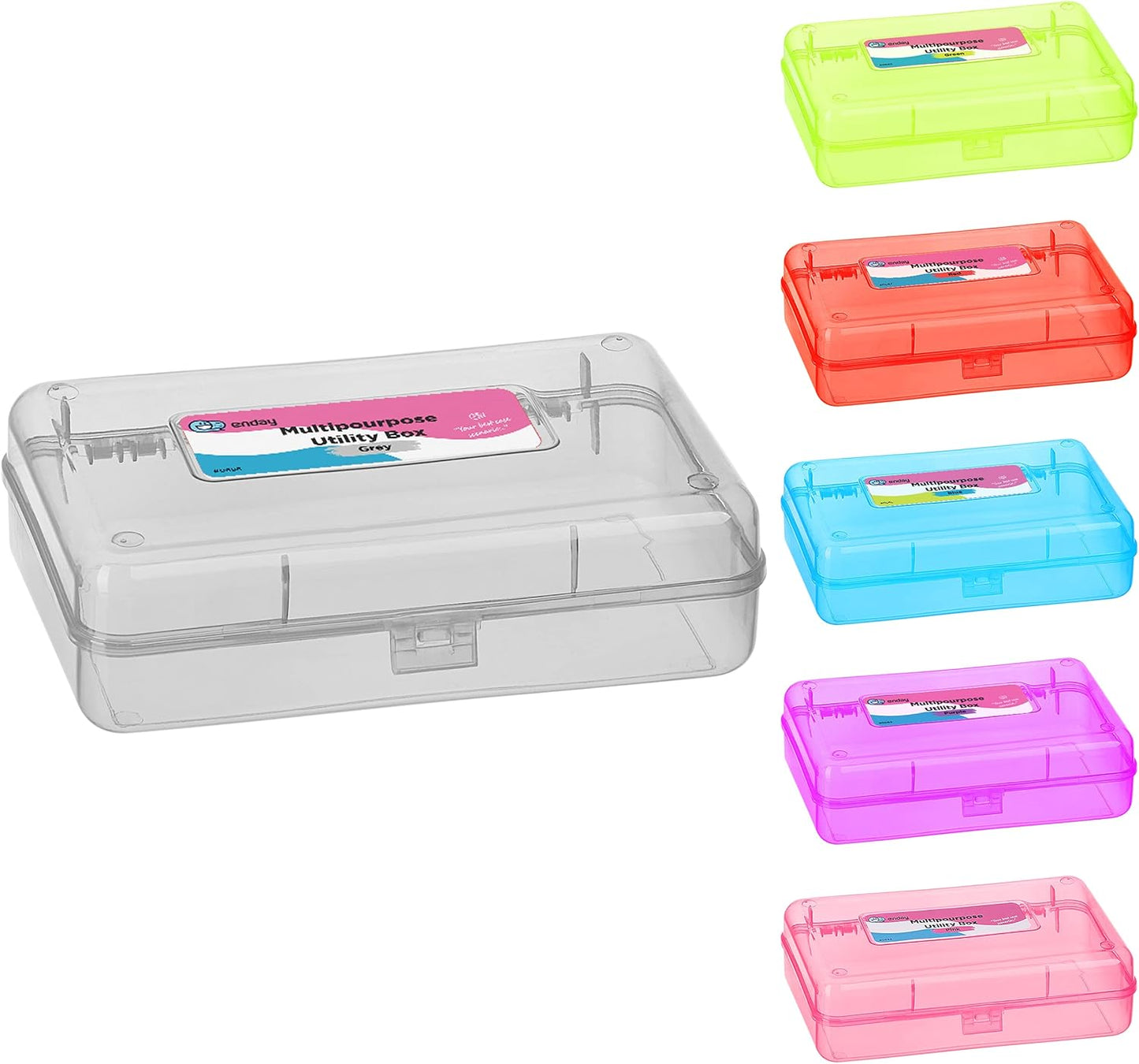 Enday Plastic Pencil Box Case Blue, Multipurpose Storage Organizer, Large Capacity School and Office Supplies with Snap Lid Utility Box, Also Available in Purple, Pink, Red, Green, Grey, 1 Pc
