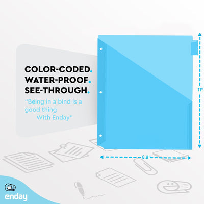 Enday Dividers with Pockets for 3 Ring Binder, 8 Subject Dividers, Plastic Multicolor 8 Pack with Tabs and Pockets