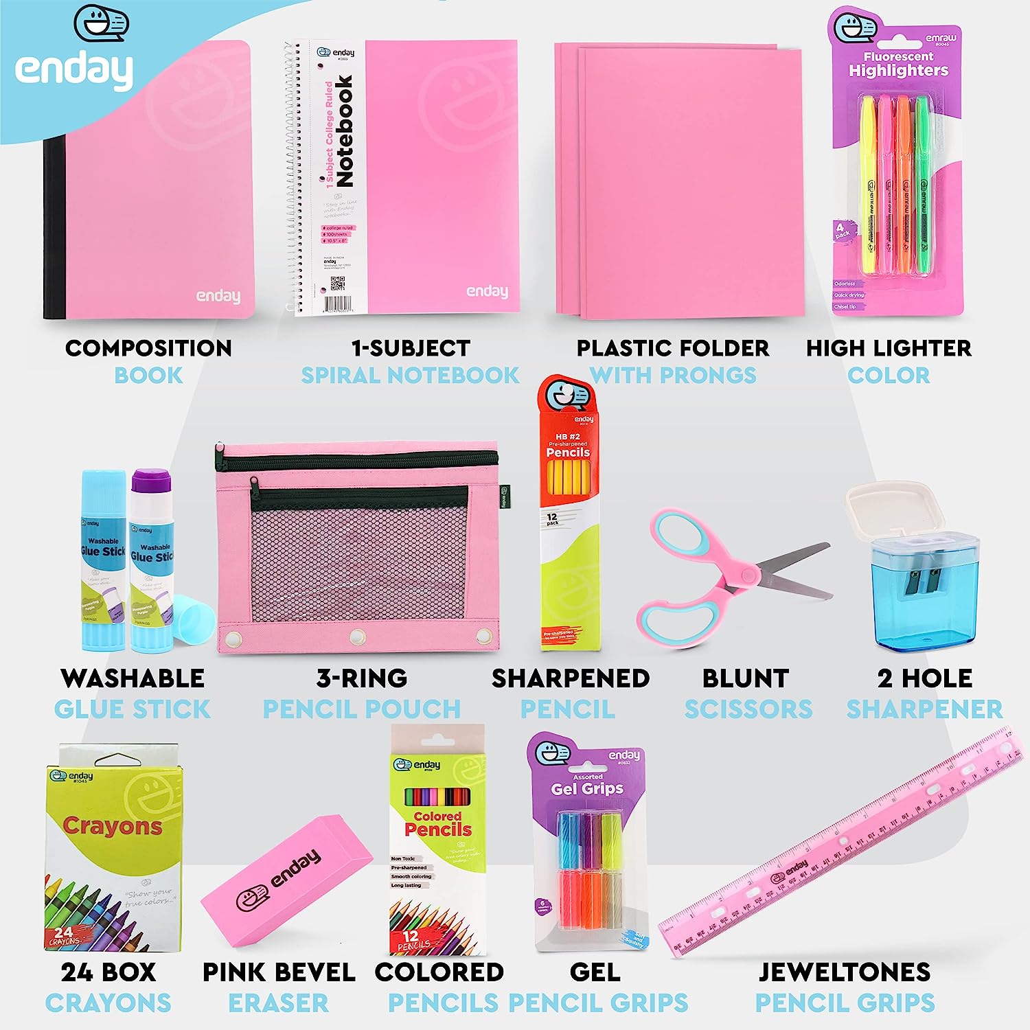 Pink School Supplies 