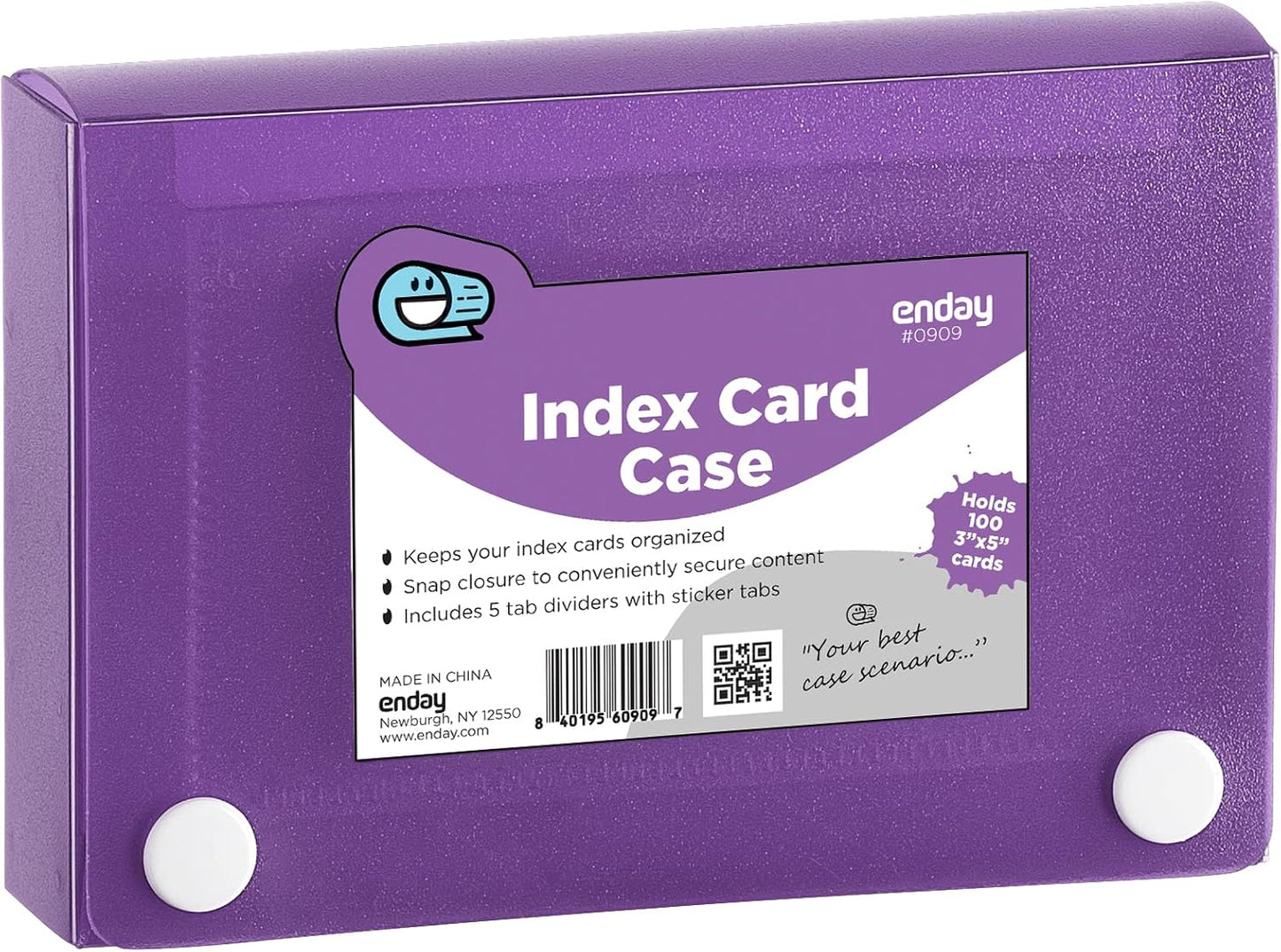 Index Card Holder Blue, 3x5 Note Flash Card Organizer Case, File Box with 5 Dividers, Notecard Box Holds 100 Cards, Also Available in Red, Purple, Green, Pink, Grey, 1 Pack â€“ By Enday