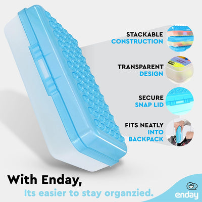Enday Pencil Box Blue, Plastic Dots Pencil Case, Multipurpose Storage Utility Box Organizer with Snap Closure for Home and Office