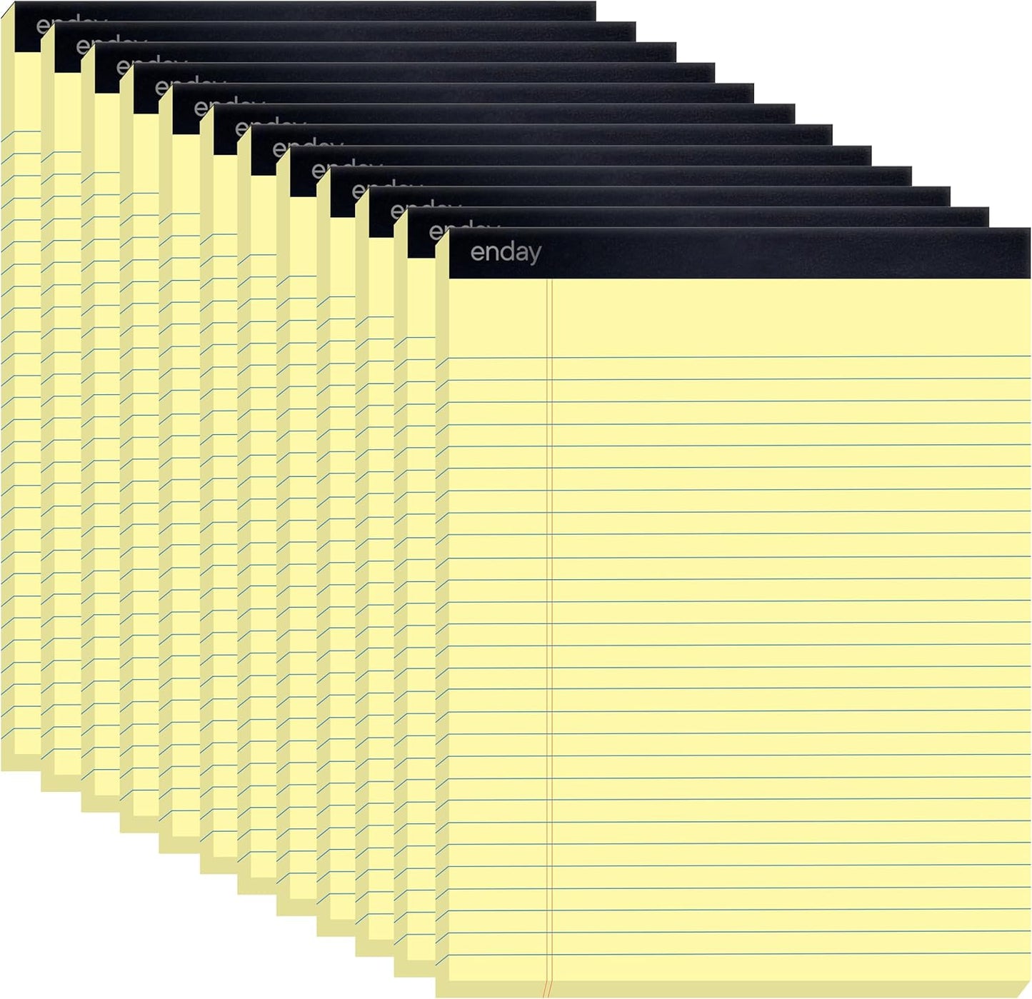Enday Legal Pads 8.5 x 11 Inch, (12 Pack) 50 Sheets per Notepad, White Note Pads, Legal Ruled Writing Pad with Perforated Pages, White Paper Legal Pad for Work and Note-Taking.