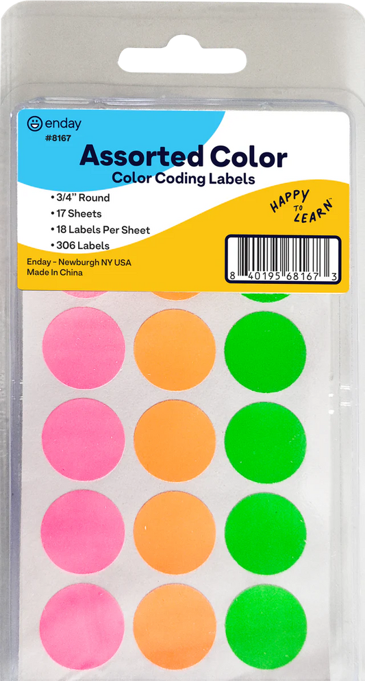 Assorted Color 3/4" Round Label (306/Pack)