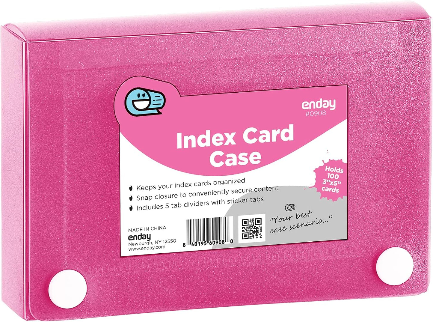 Index Card Holder Blue, 3x5 Note Flash Card Organizer Case, File Box with 5 Dividers, Notecard Box Holds 100 Cards, Also Available in Red, Purple, Green, Pink, Grey, 1 Pack â€“ By Enday