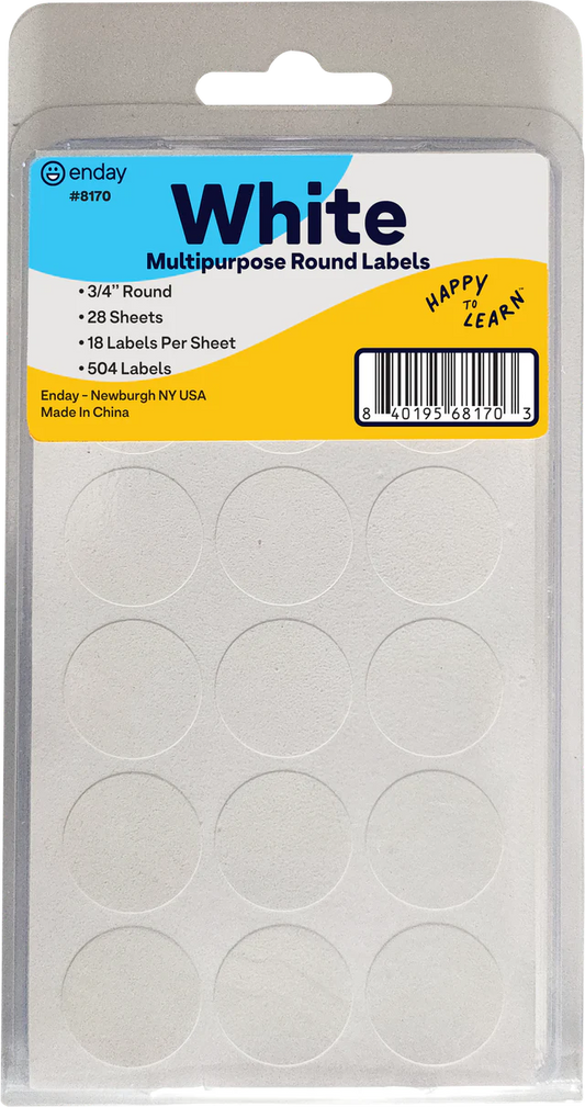 White Multipurpose Round Label 3/4"  (504/Pack)