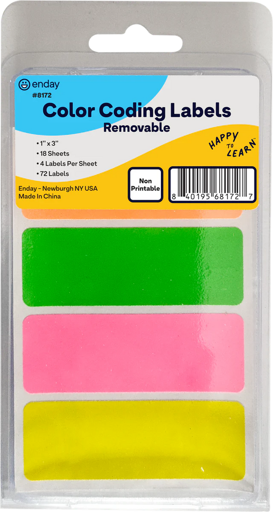 Color-Coding Removable Name Labels, 1" X 3", (72/Pack)