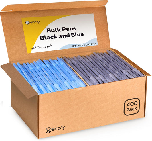 Ballpoint Pens Bulk (400 Pack) 200 Black & 200 Blue - Medium Point