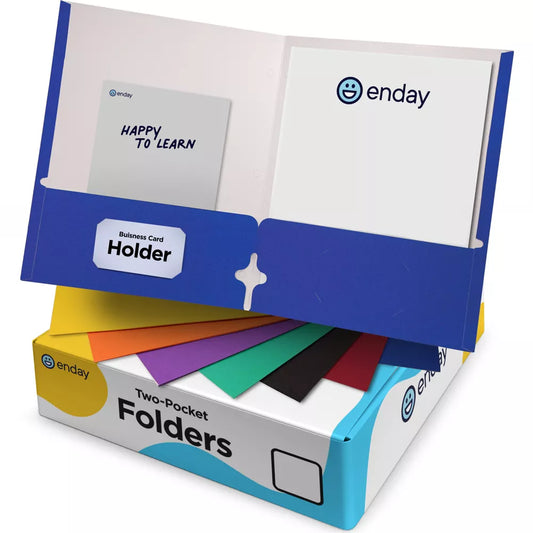 Paper 2-Pocket Portfolio With 3 Prongs  Assorted 100 Pack,