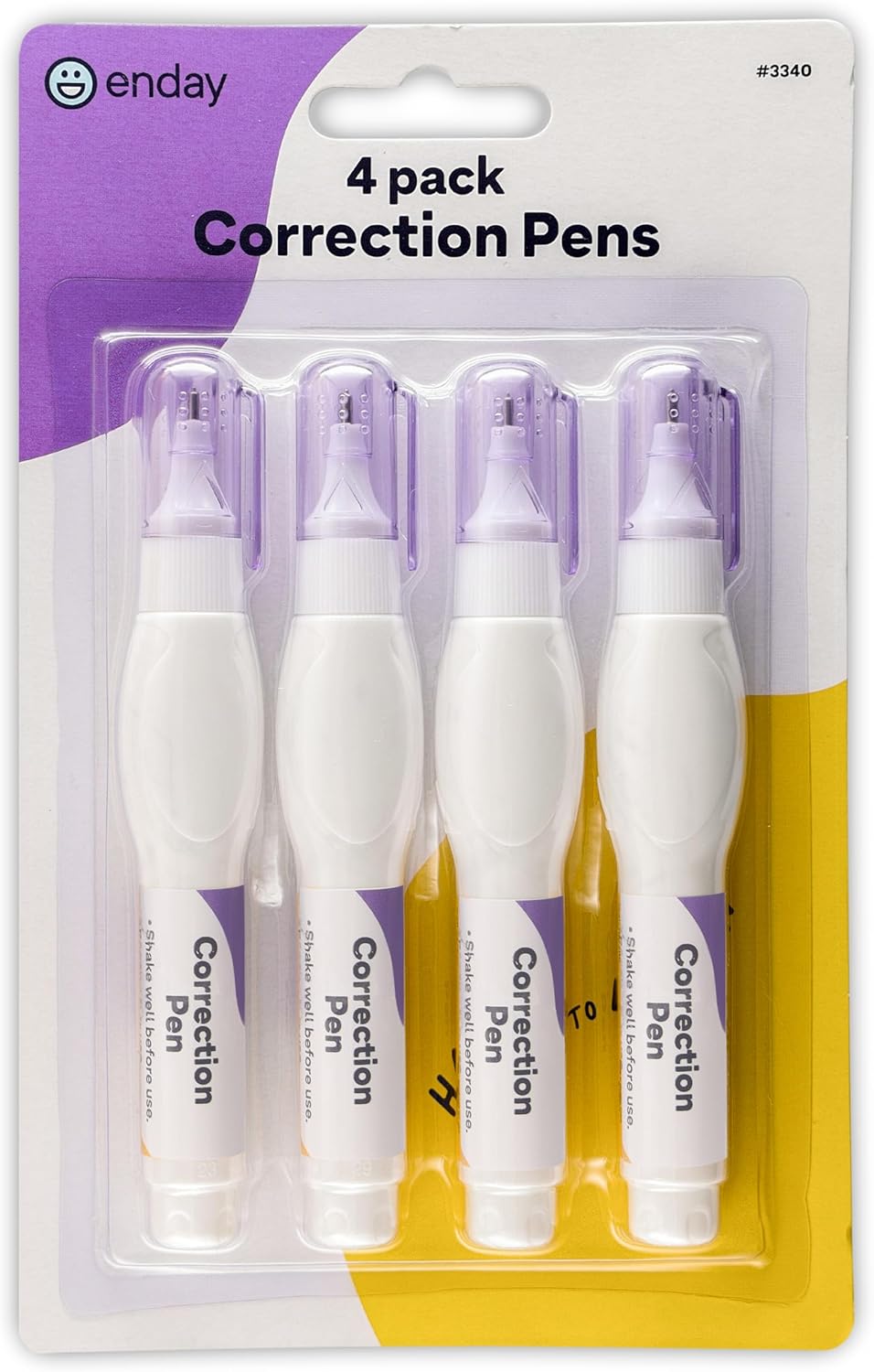 Emraw Enday Correction Pen (4 Pack) - Correction Liquid 0.2 Fl Oz (7 Ml) Metal Tip White Correction Fluid.