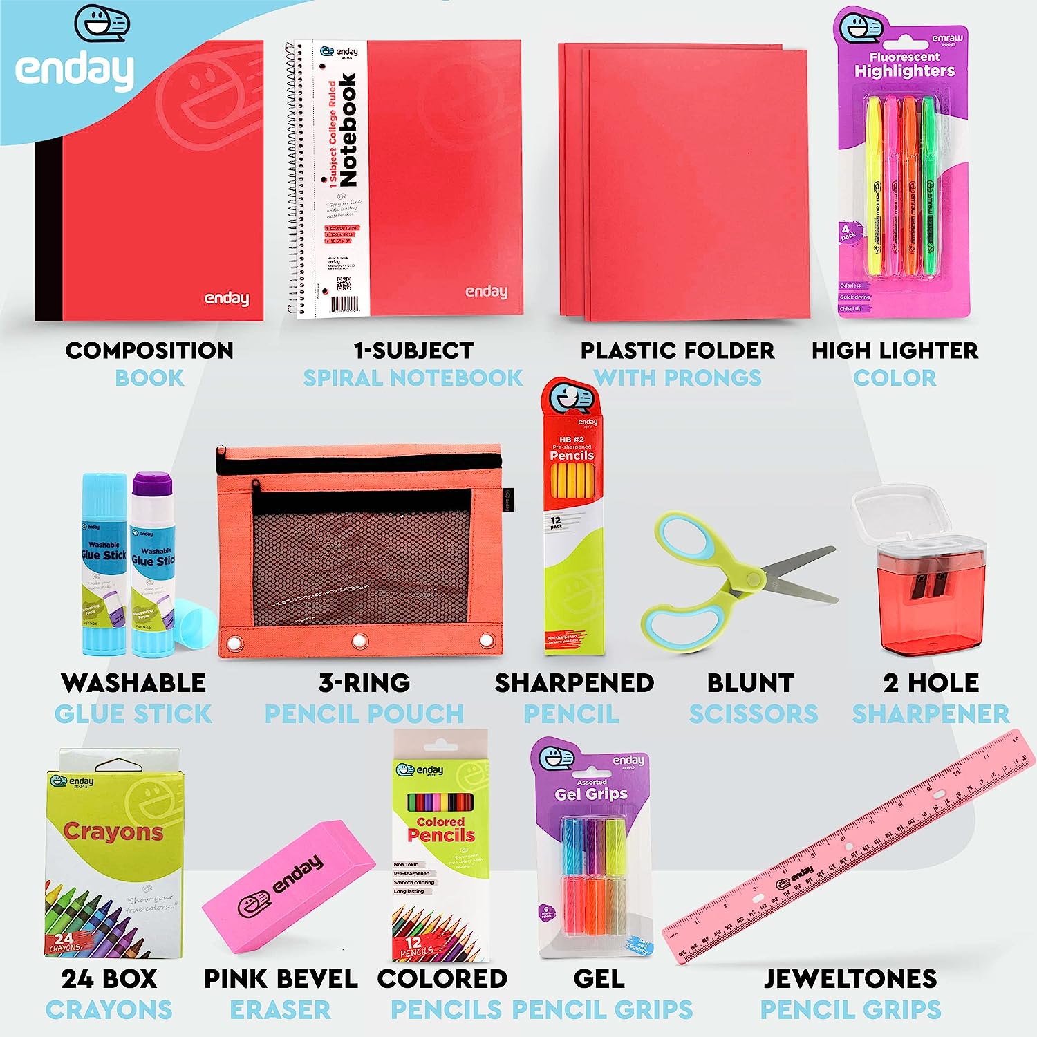 Enday Back to School Supplies for Kids Red School Supply Box New