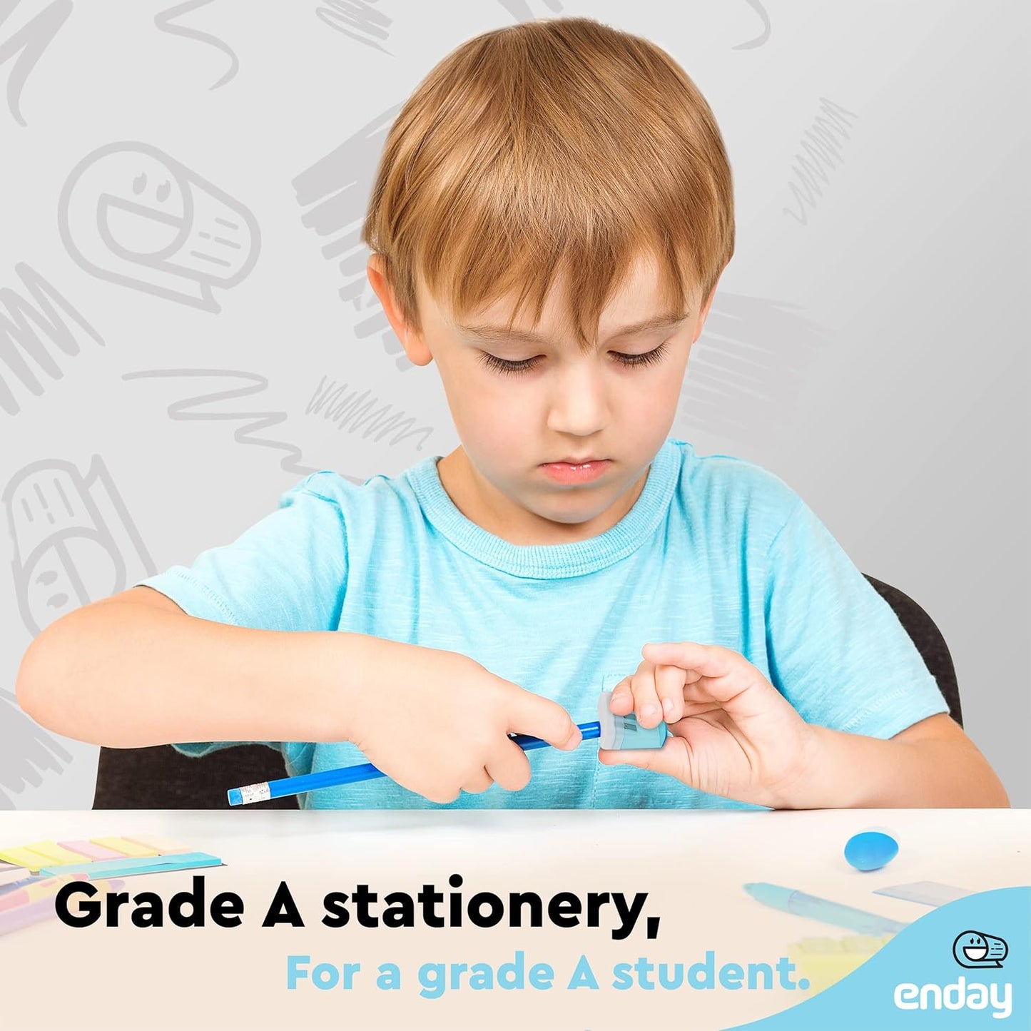 Pencil Sharpener Dual Hole Manual Blue, Jumbo Crayon Sharpener with Cover and Bin, Handheld Color Pencil Sharpeners for Large & Standard Pencils, Also Available in Red, Green, Purple, 1 Pc â€“ by Enday