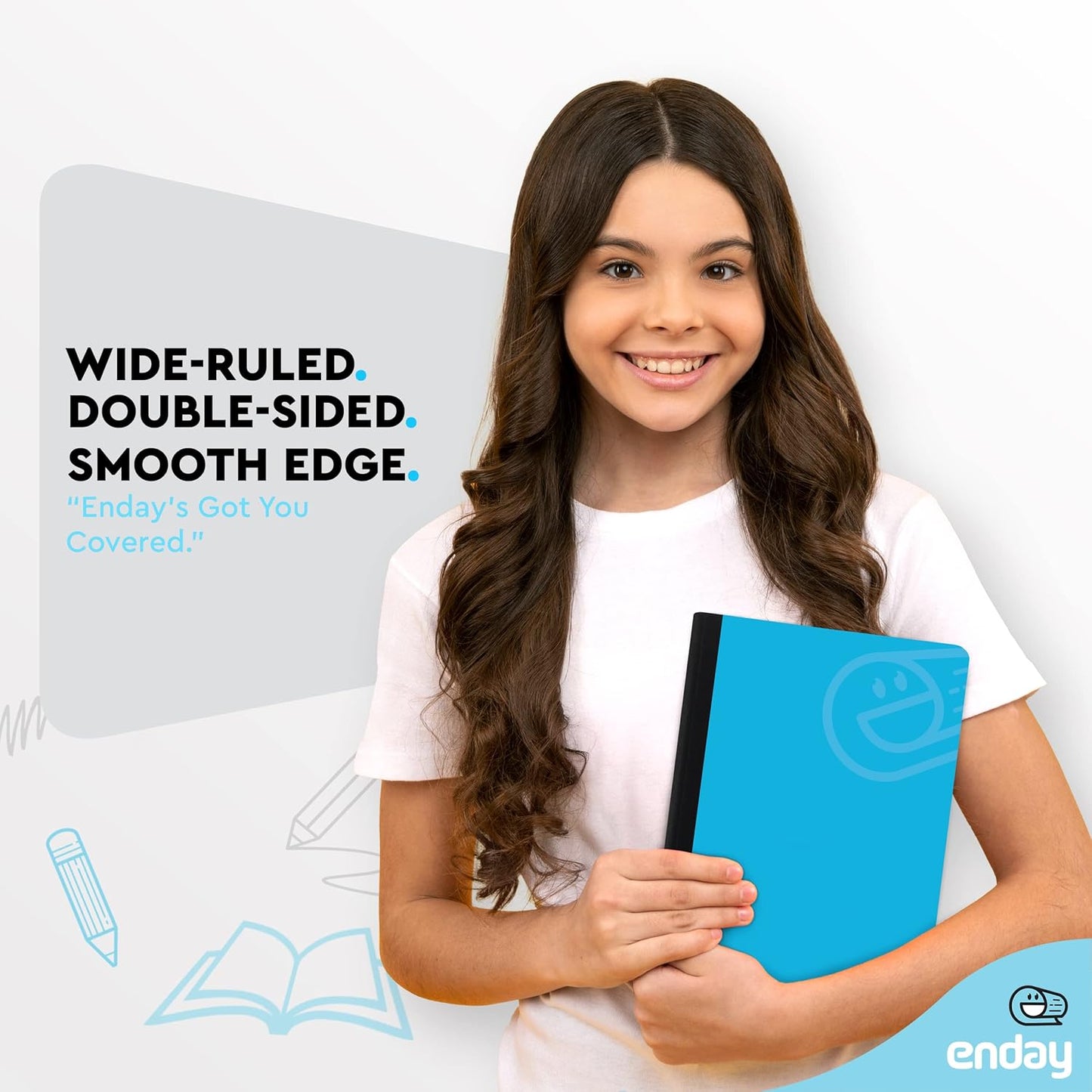 Enday Composition Notebooks Wide Ruled Paper, Hard Cover Composition Notebook, Premium Lined Composition Books, 100 Sheets Ruled Notebook, Blue and Purple (2 Pack)