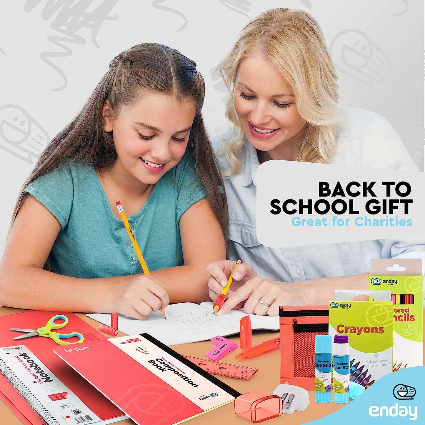 Enday Back to School Supplies for Kids Pink School Supply Box School Gift  New 