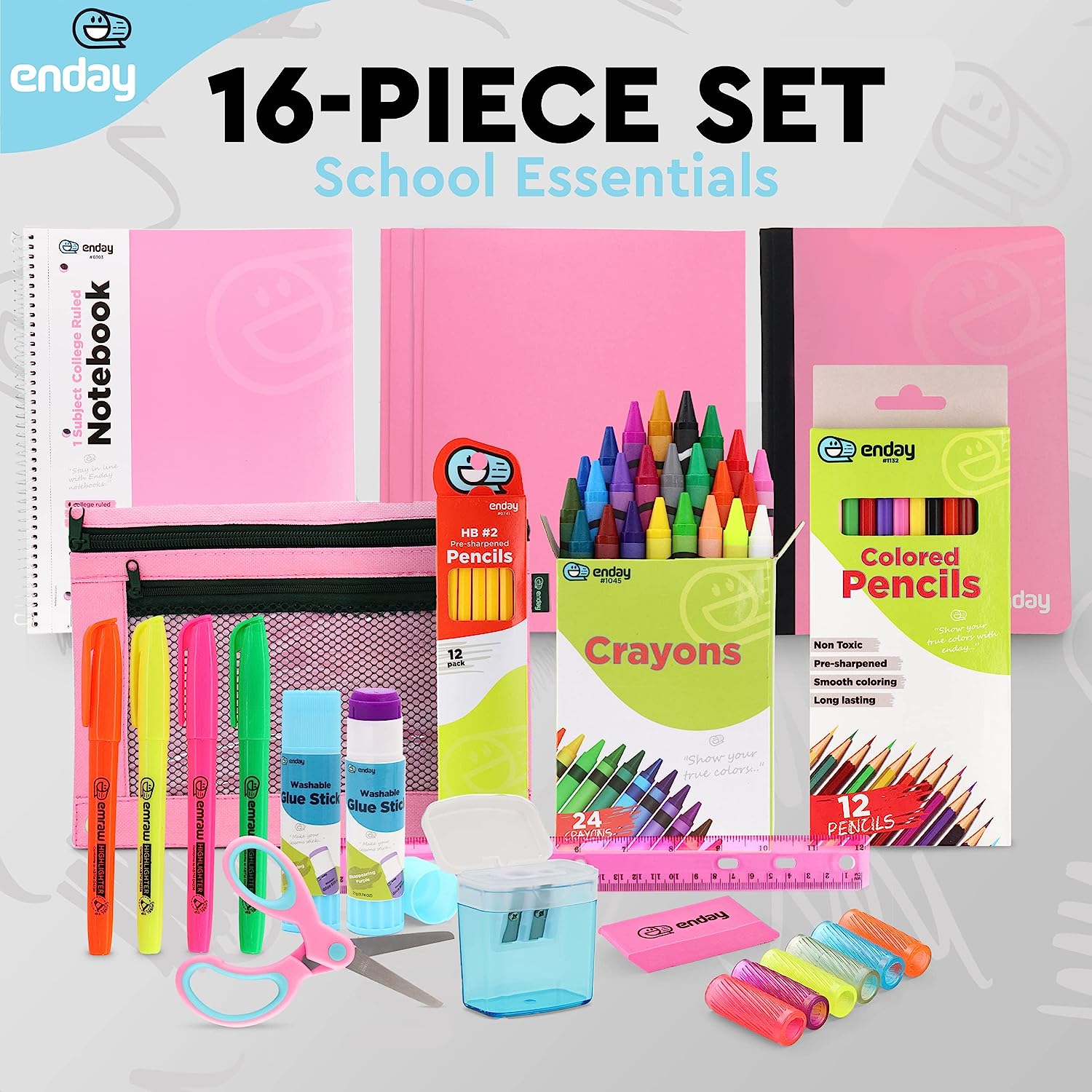 Back to School Essentials Supplies Kit Bundle K-8-20 Piece First Day of School Essentials Kit
