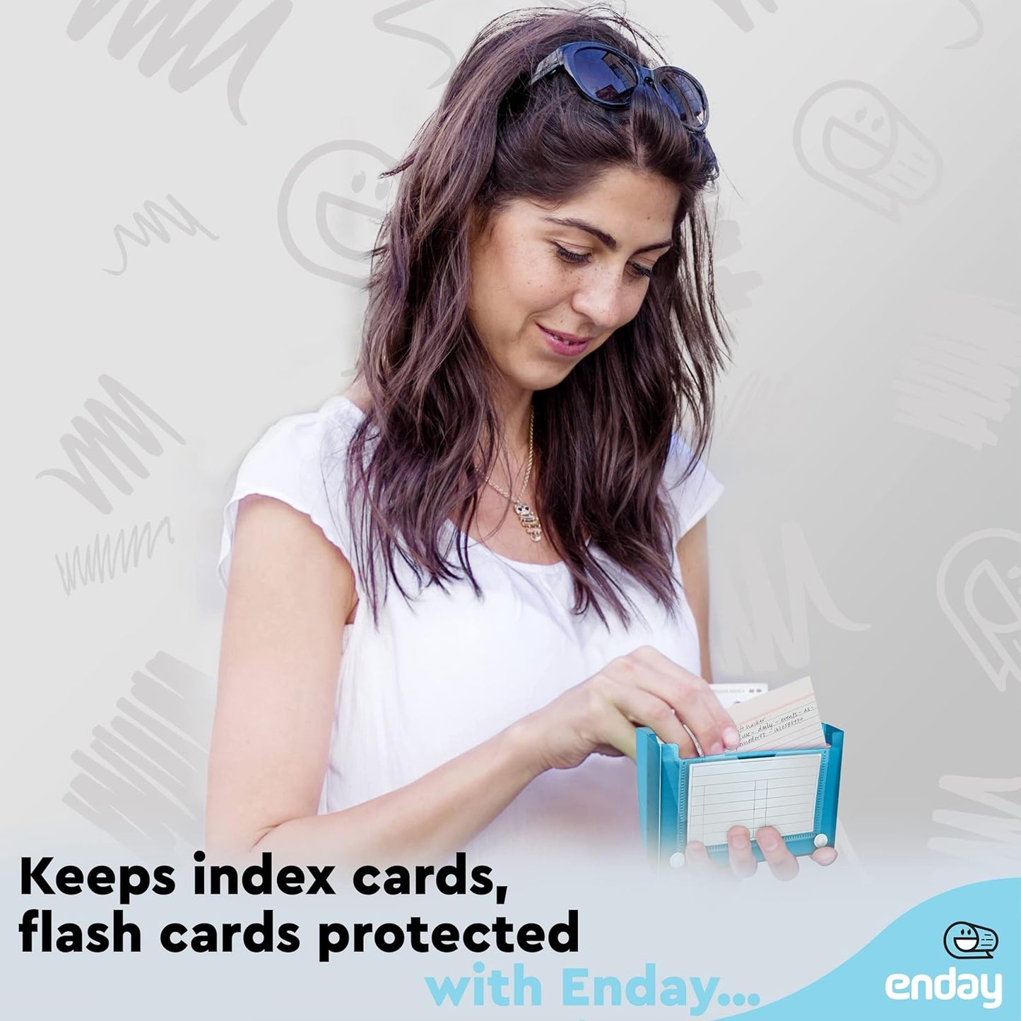 Index Card Holder Blue, 3x5 Note Flash Card Organizer Case, File Box with 5 Dividers, Notecard Box Holds 100 Cards, Also Available in Red, Purple, Green, Pink, Grey, 1 Pack â€“ By Enday