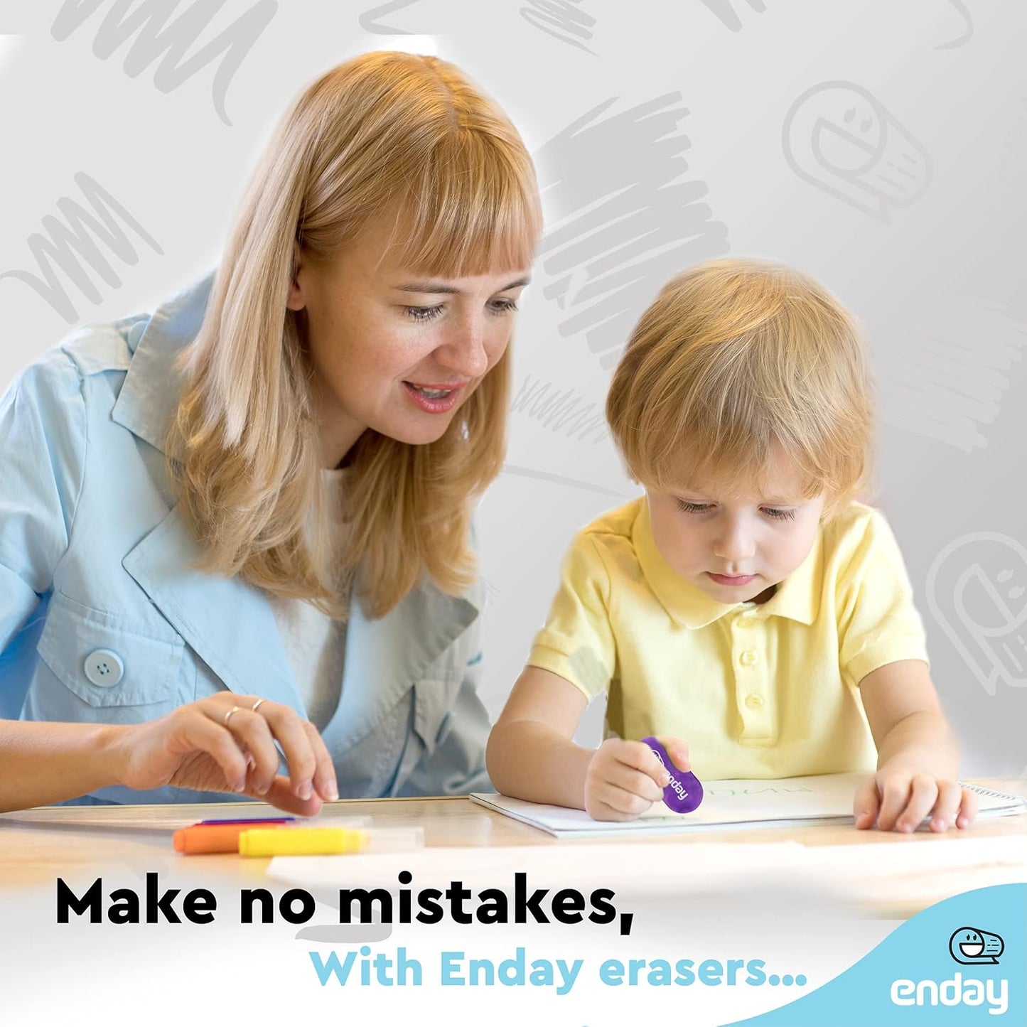 Erasers Pencil, Oval Hi Polymer Large Soft Eraser, Rubber and Non â€“ Abrasive Eraser, Cute Drawing School Supplies Fun for Kids and Artists Erasers in Pink, Purple, Blue, Green (4 PC) â€“ by Enday