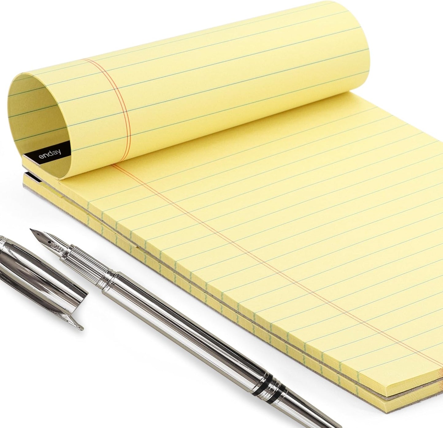 Enday Small Note Pads 5x8 Legal Pads, Legal Ruled Writing Pad with Perforated Pages, Canary Yellow Paper Jr. Legal Note Pads for Work and Note-Taking, 30 Sheets Per Notepad, 12 Pack