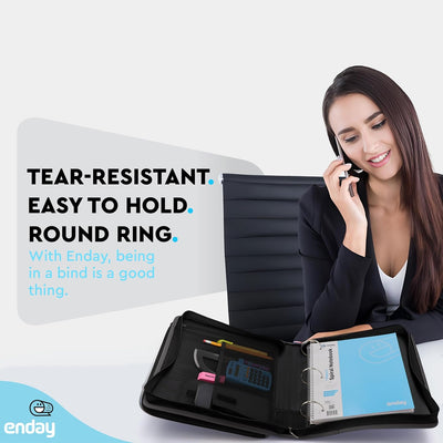 Enday 2 Inch Zipper Binder - 880 Sheet Capacity, 5 Pockets, Expanding File Folder with Durable Handle, Black