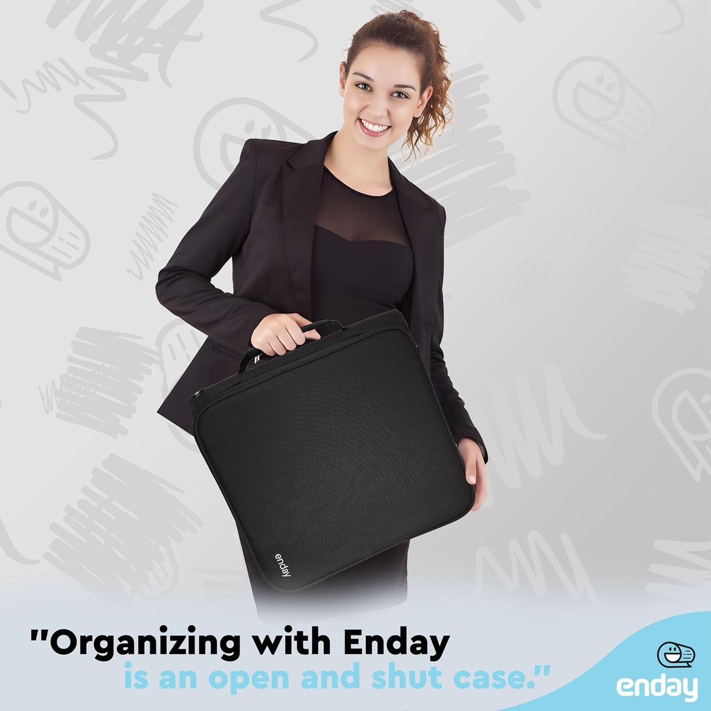 Zipper Binder 3 Ring, Large 2 Inch Binder with Zipper, 880 Sheet Capacity with Durable Handle, Multiple Pockets School Organizer, Black - by Enday