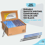 Enday Ballpoint Pens Bulk Blue and Black Pens (240 Pack) 120 Black & 120 Blue - Medium Point (1.0mm)
