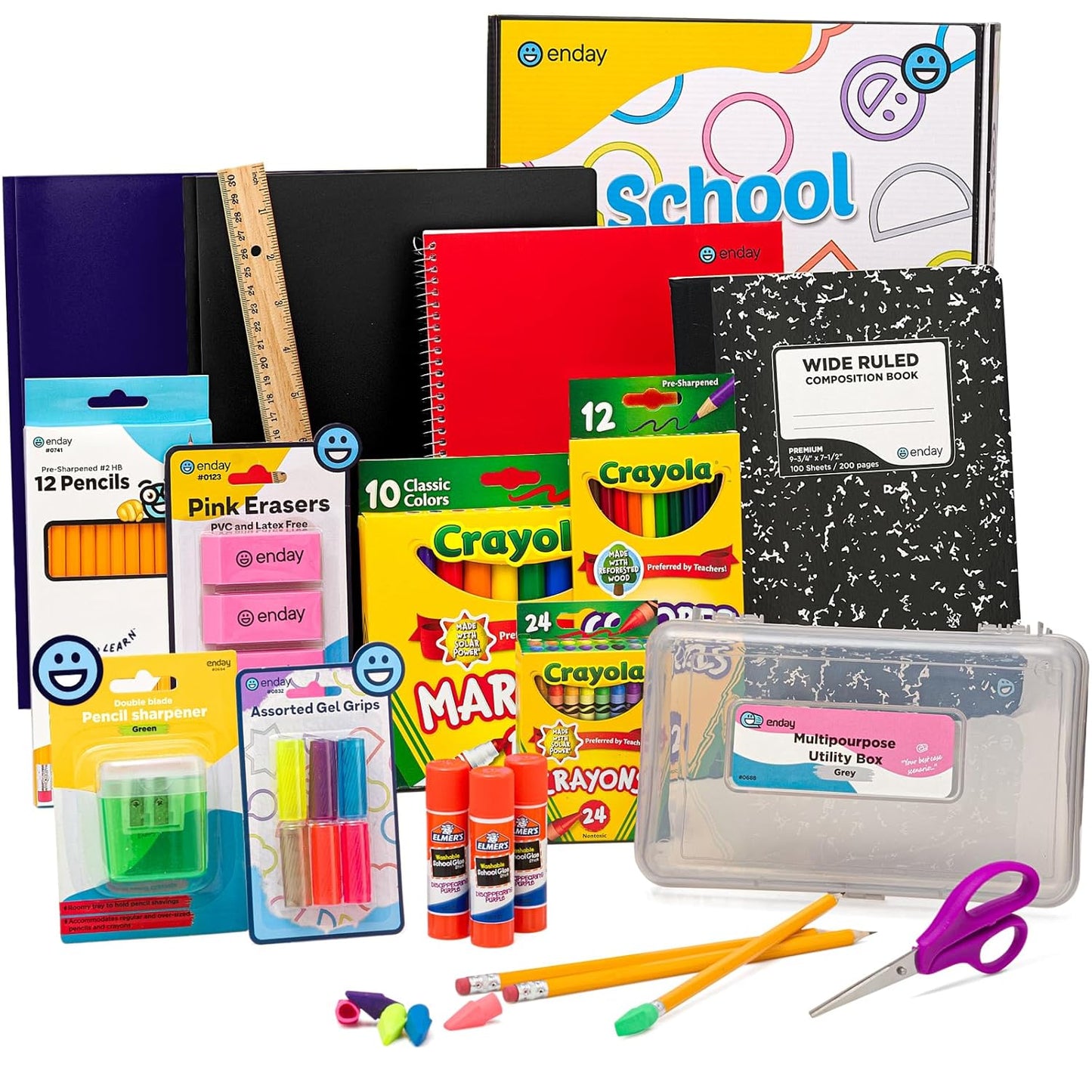 Enday Back to School Supplies Kit - Grades K-5, 83 Piece Back to School Supplies Kit, Kindergarten School Supplies Kids for Girls & Boys