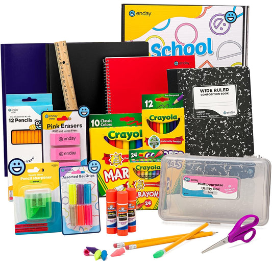 Enday Back to School Supplies Kit - Grades K-5, 83 Piece Back to School Supplies Kit,