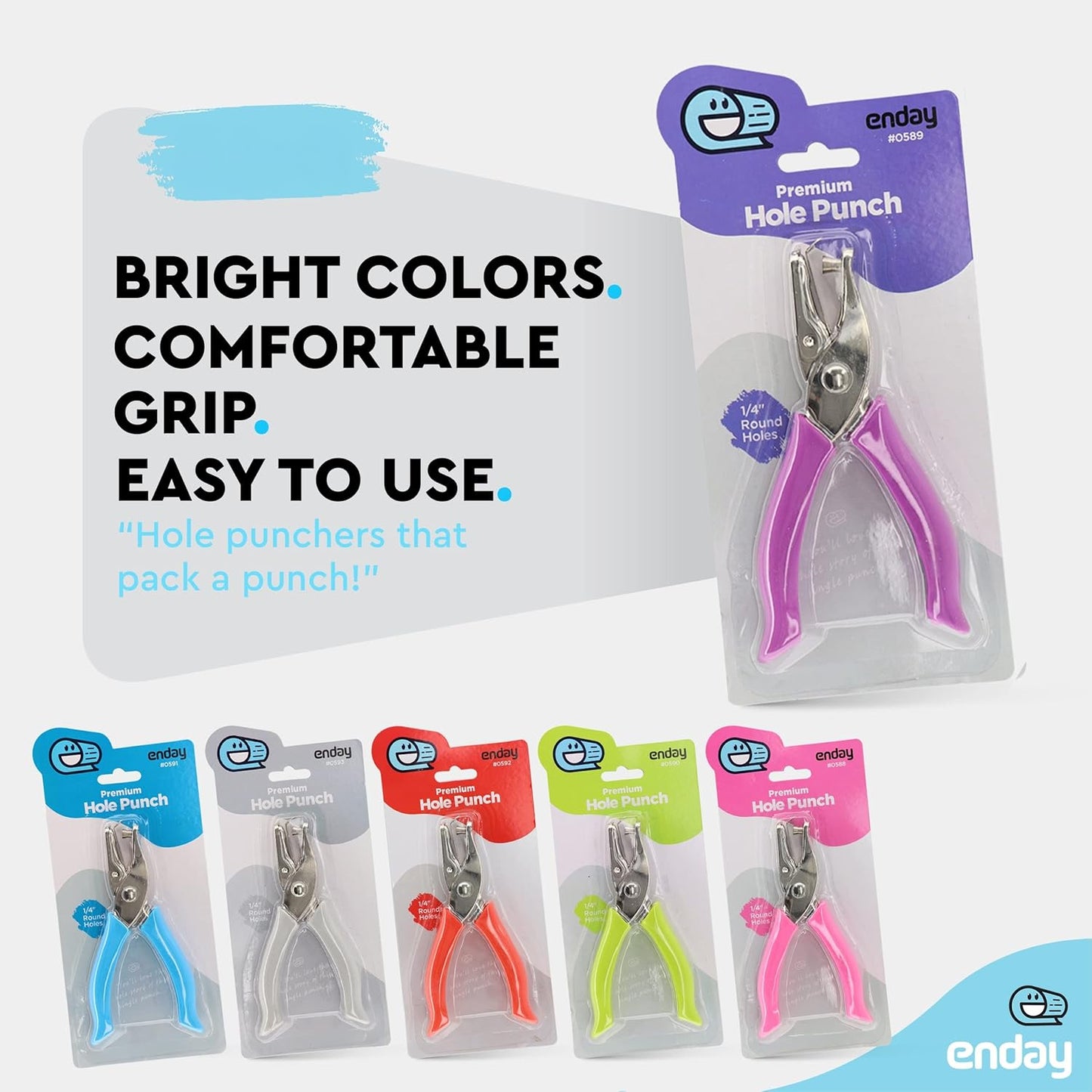 Single Hole Punch Metal Purple, 1/4â€ Hole Puncher with Soft Grip Handles for Paper and Crafts Round Circle Shape, for Kids and Adults, Also Available in Green, Pink, Red, Blue, Grey, 1 Pc â€“ by Enday