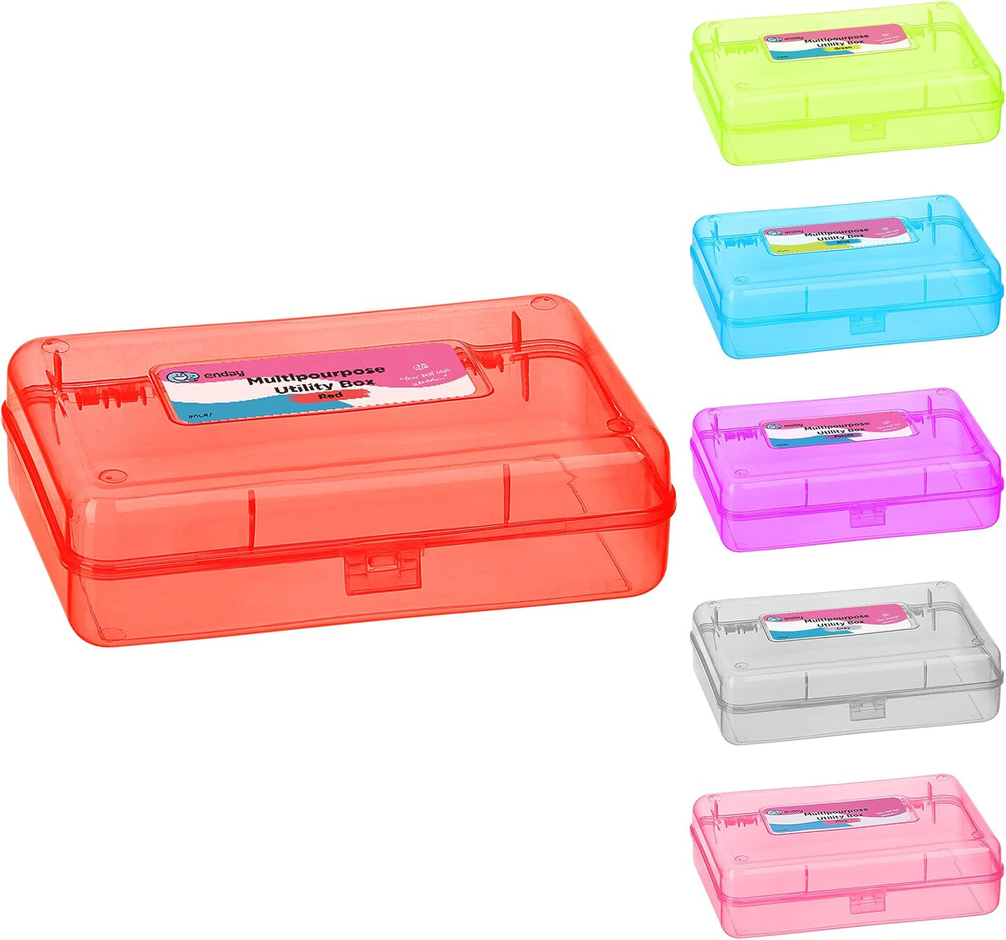 Enday Plastic Pencil Box Case Blue, Multipurpose Storage Organizer, Large Capacity School and Office Supplies with Snap Lid Utility Box, Also Available in Purple, Pink, Red, Green, Grey, 1 Pc