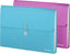 Accordian File Organizer, 7 Pocket Expanding File & Cover Folder with Labels, Plastic Portable Desktop Supplies Letter A4 Paper in Blue and Purple (2 Pack) â€“ by Enday
